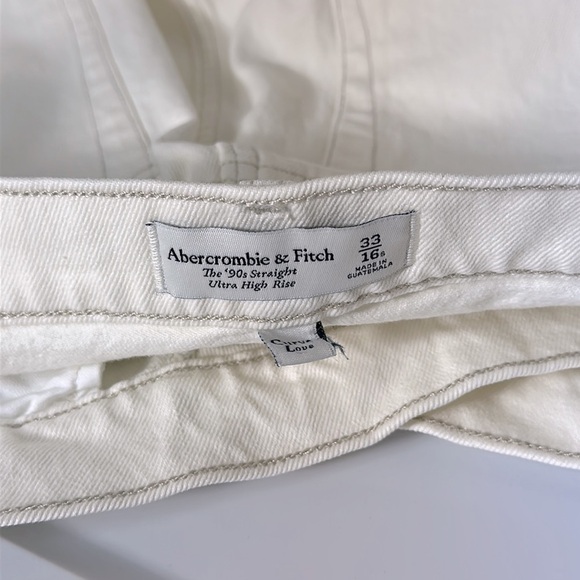 Abercrombie & Fitch Curve Love The '90s Straight Ultra High Rise White 16S NWT - Picture 5 of 7
